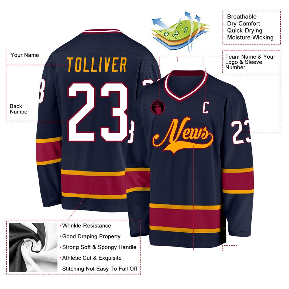 Usa Hockey Jersey, Custom Navy White Maroon Hockey Jersey, Team Hockey Jerseys