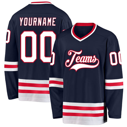 Usa Hockey Jersey, Custom Navy White Red Hockey Jersey, Team Hockey Jerseys