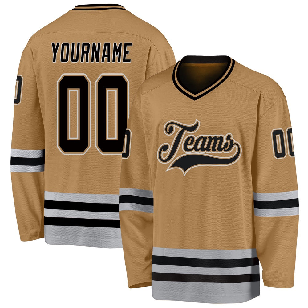 Usa Hockey Jersey, Custom Old Gold Black Gray 1 Hockey Jersey, Team Hockey Jerseys