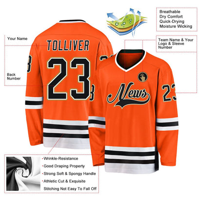 Usa Hockey Jersey, Custom Orange Black Old Gold 1 Hockey Jersey, Team Hockey Jerseys
