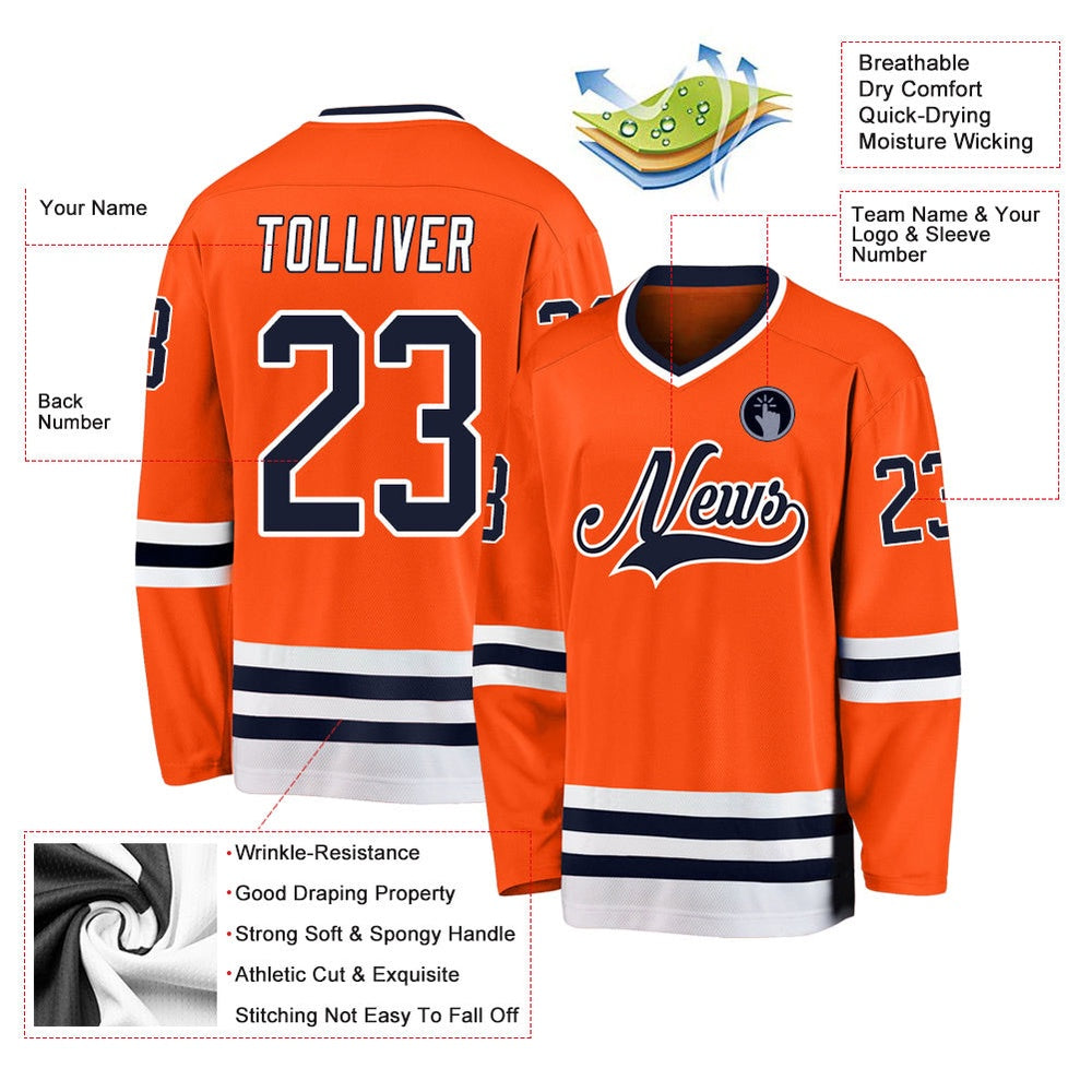 Usa Hockey Jersey, Custom Orange Navy White 1 Hockey Jersey, Team Hockey Jerseys