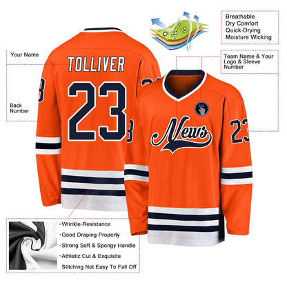 Usa Hockey Jersey, Custom Orange Navy White 1 Hockey Jersey, Team Hockey Jerseys