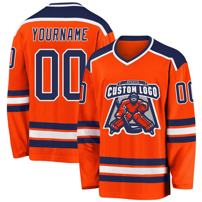 Usa Hockey Jersey, Custom Orange Navy White Hockey Jersey, Team Hockey Jerseys