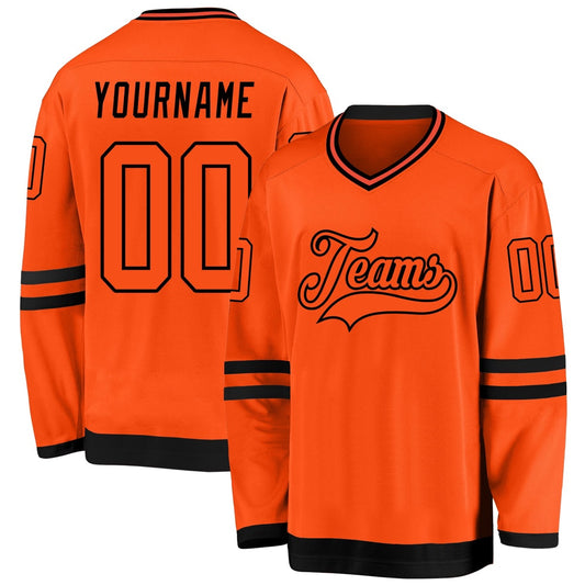 Usa Hockey Jersey, Custom Orange Orange Black Hockey Jersey, Team Hockey Jerseys