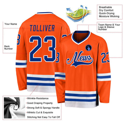 Usa Hockey Jersey, Custom Orange Royal White 1 Hockey Jersey, Team Hockey Jerseys