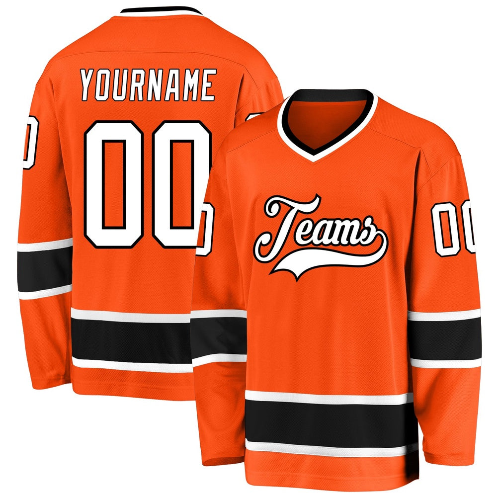 Usa Hockey Jersey, Custom Orange White Black 1 Hockey Jersey, Team Hockey Jerseys