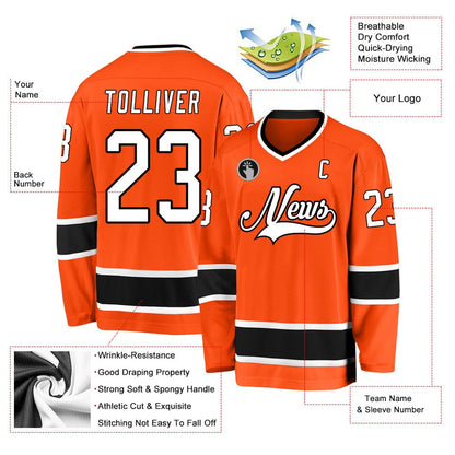 Usa Hockey Jersey, Custom Orange White Black 1 Hockey Jersey, Team Hockey Jerseys
