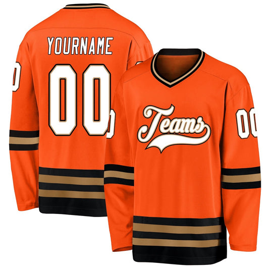 Usa Hockey Jersey, Custom Orange White Black Hockey Jersey, Team Hockey Jerseys