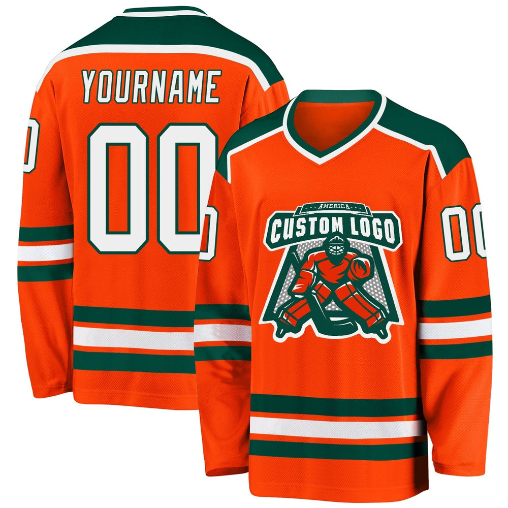 Usa Hockey Jersey, Custom Orange White Green 1 Hockey Jersey, Team Hockey Jerseys