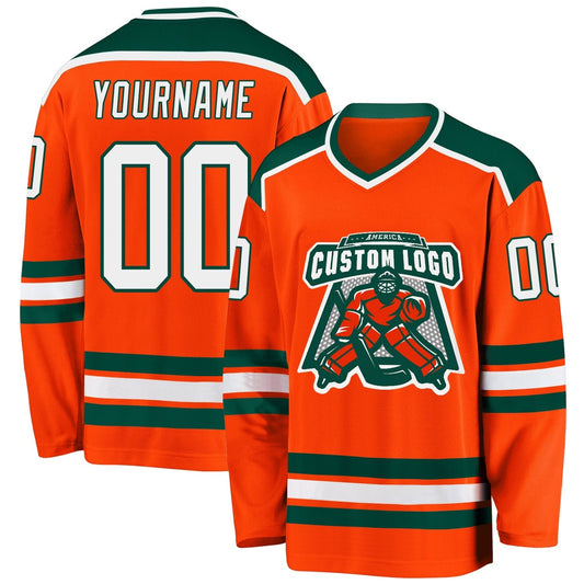 Usa Hockey Jersey, Custom Orange White Green 1 Hockey Jersey, Team Hockey Jerseys