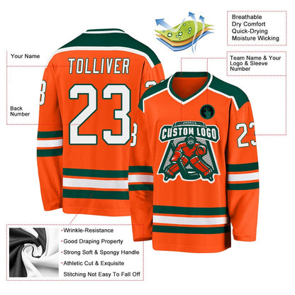 Usa Hockey Jersey, Custom Orange White Green 1 Hockey Jersey, Team Hockey Jerseys
