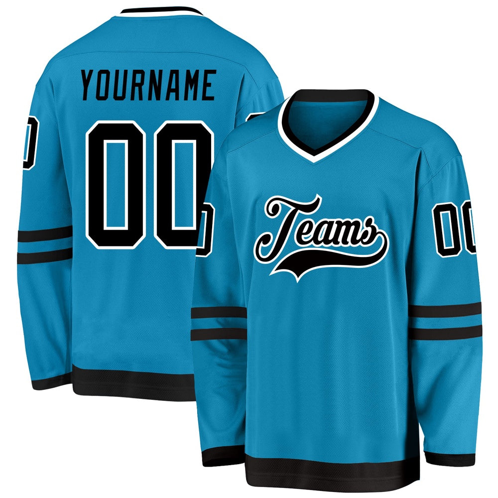 Usa Hockey Jersey, Custom Panther Blue Black White 1 Hockey Jersey, Team Hockey Jerseys