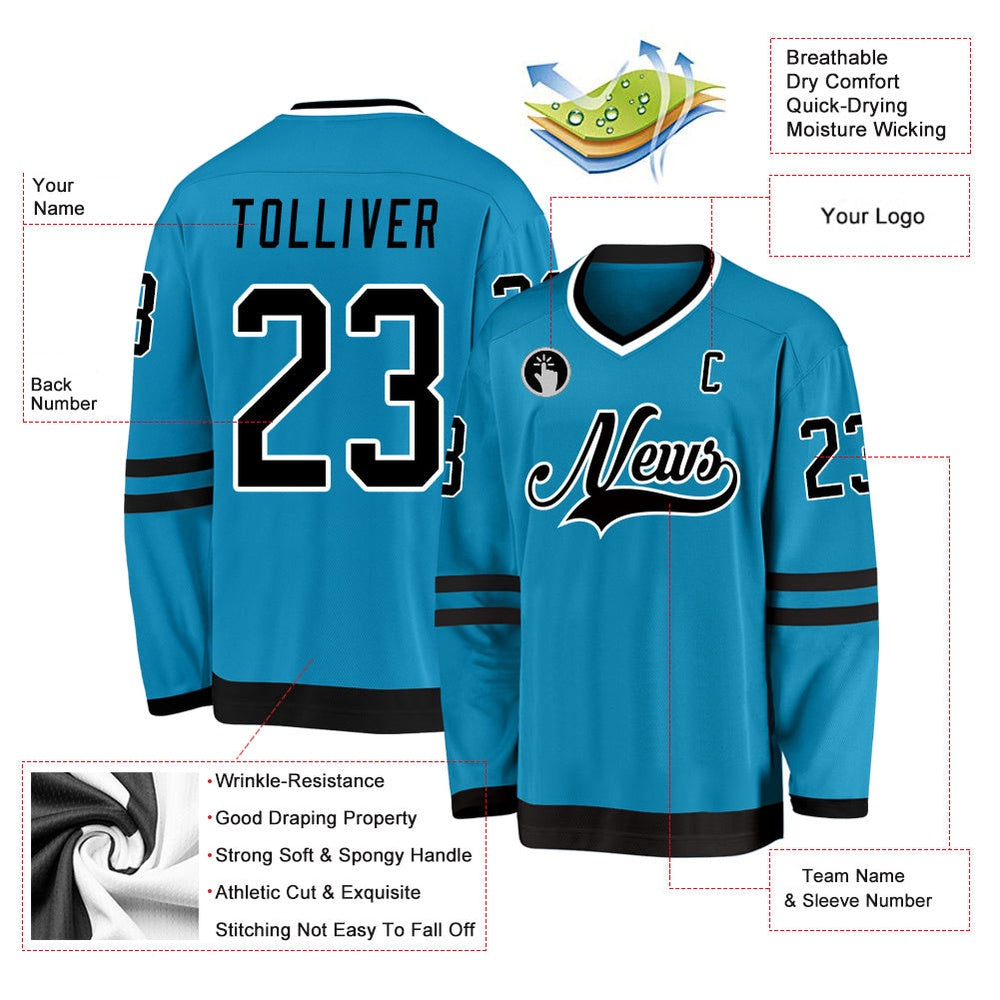 Usa Hockey Jersey, Custom Panther Blue Black White 1 Hockey Jersey, Team Hockey Jerseys