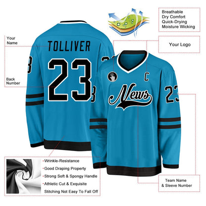 Usa Hockey Jersey, Custom Panther Blue Black White 1 Hockey Jersey, Team Hockey Jerseys