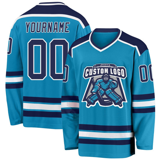Usa Hockey Jersey, Custom Panther Blue Navy White Hockey Jersey, Team Hockey Jerseys