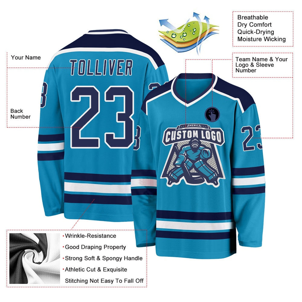 Usa Hockey Jersey, Custom Panther Blue Navy White Hockey Jersey, Team Hockey Jerseys