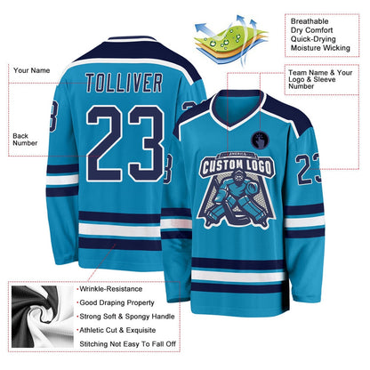 Usa Hockey Jersey, Custom Panther Blue Navy White Hockey Jersey, Team Hockey Jerseys