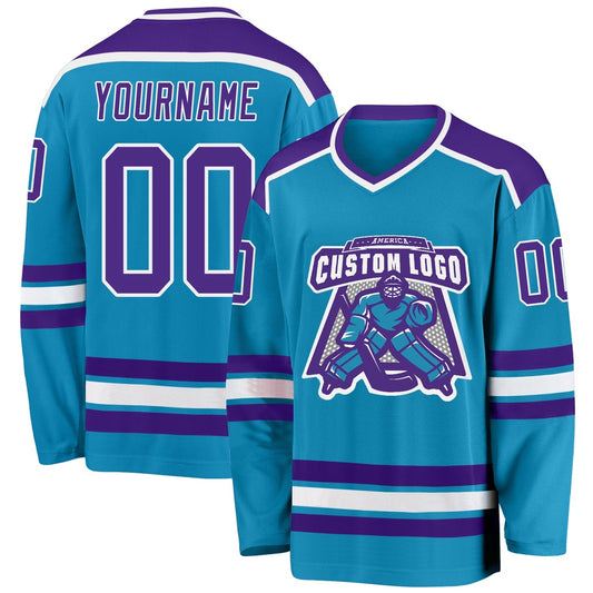 Usa Hockey Jersey, Custom Panther Blue Purple White Hockey Jersey, Team Hockey Jerseys