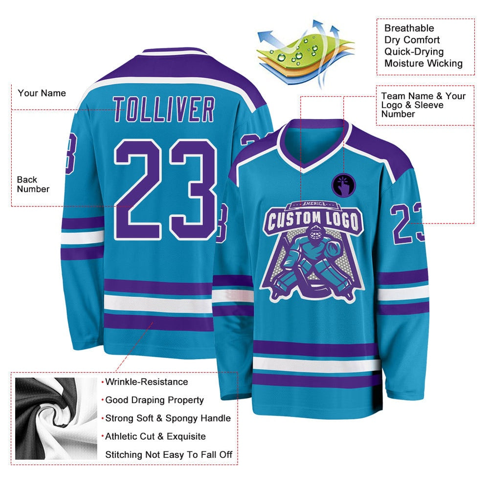 Usa Hockey Jersey, Custom Panther Blue Purple White Hockey Jersey, Team Hockey Jerseys