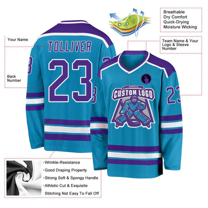 Usa Hockey Jersey, Custom Panther Blue Purple White Hockey Jersey, Team Hockey Jerseys