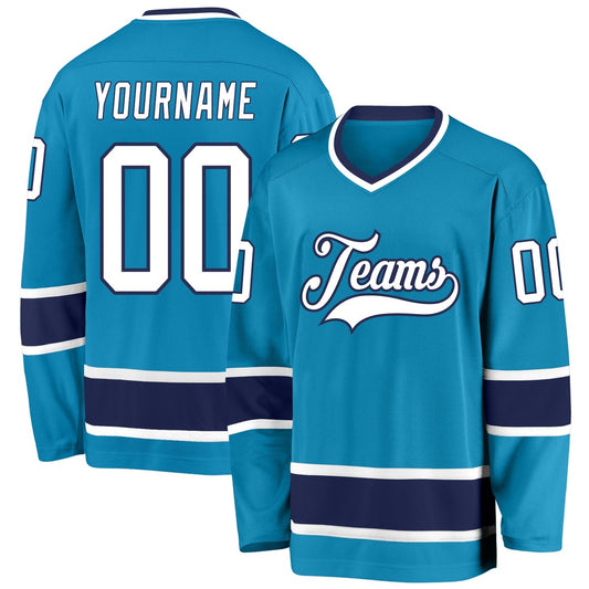 Usa Hockey Jersey, Custom Panther Blue White Navy Hockey Jersey, Team Hockey Jerseys