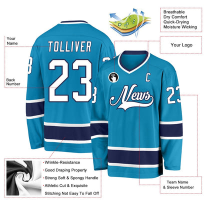 Usa Hockey Jersey, Custom Panther Blue White Navy Hockey Jersey, Team Hockey Jerseys