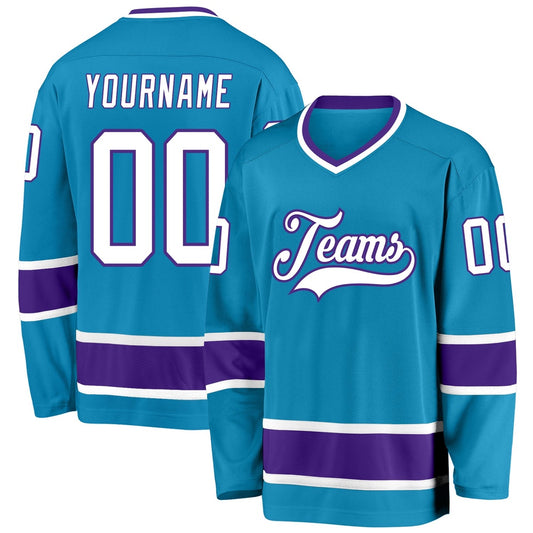 Usa Hockey Jersey, Custom Panther Blue White Purple Hockey Jersey, Team Hockey Jerseys