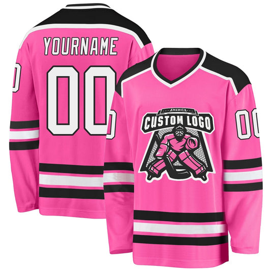Usa Hockey Jersey, Custom Pink White Black 1 Hockey Jersey, Team Hockey Jerseys