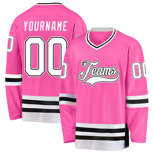 Usa Hockey Jersey, Custom Pink White Black Hockey Jersey, Team Hockey Jerseys