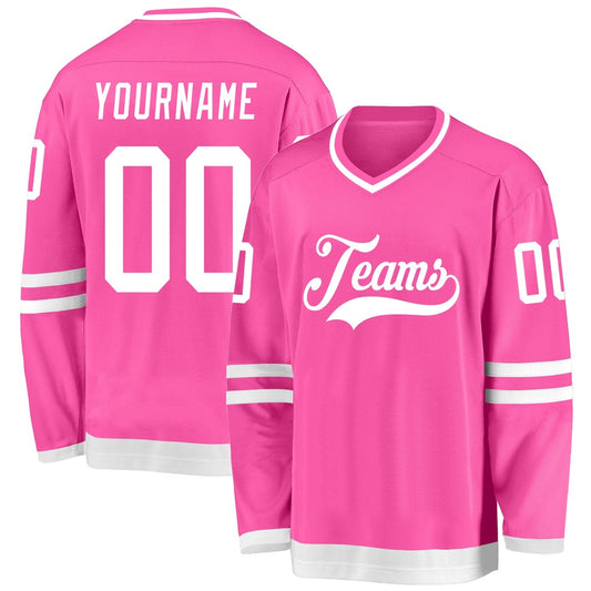 Usa Hockey Jersey, Custom Pink White Hockey Jersey, Team Hockey Jerseys