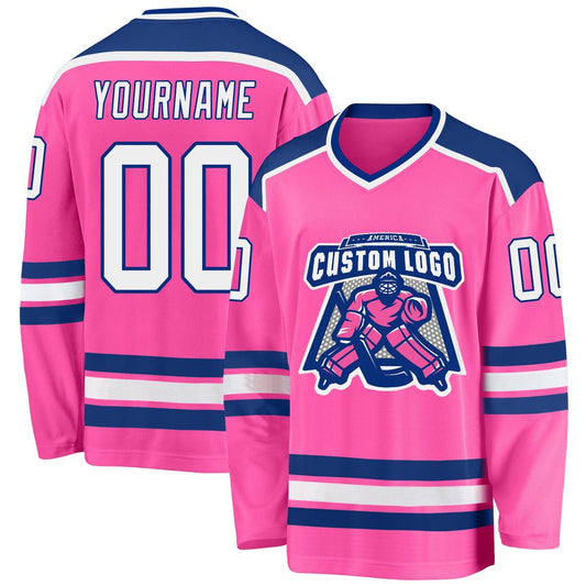 Usa Hockey Jersey, Custom Pink White Royal 1 Hockey Jersey, Team Hockey Jerseys