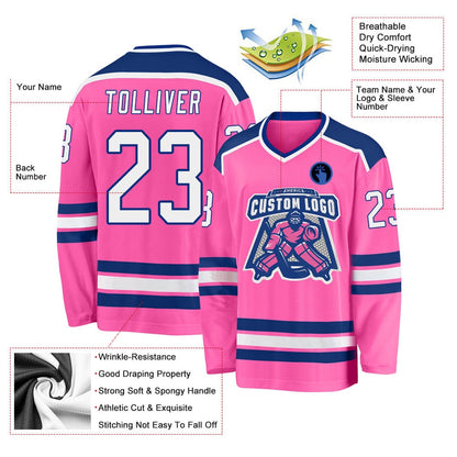 Usa Hockey Jersey, Custom Pink White Royal 1 Hockey Jersey, Team Hockey Jerseys