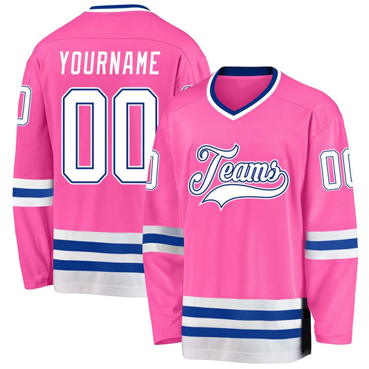 Usa Hockey Jersey, Custom Pink White Royal Hockey Jersey, Team Hockey Jerseys
