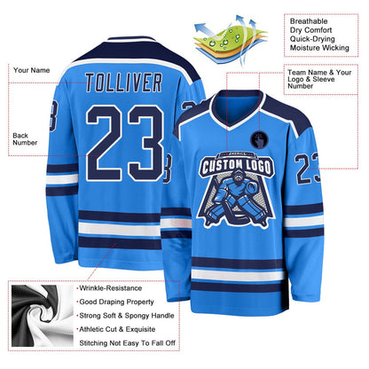 Usa Hockey Jersey, Custom Powder Blue Navy White Hockey Jersey, Team Hockey Jerseys