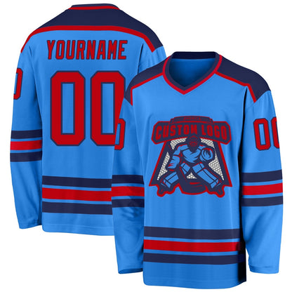 Usa Hockey Jersey, Custom Powder Blue Red Navy 1 Hockey Jersey, Team Hockey Jerseys