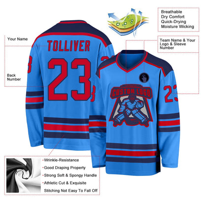 Usa Hockey Jersey, Custom Powder Blue Red Navy 1 Hockey Jersey, Team Hockey Jerseys