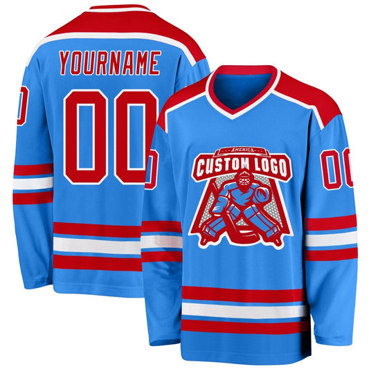 Usa Hockey Jersey, Custom Powder Blue Red White 1 Hockey Jersey, Team Hockey Jerseys