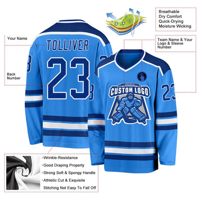 Usa Hockey Jersey, Custom Powder Blue Royal White 1 Hockey Jersey, Team Hockey Jerseys