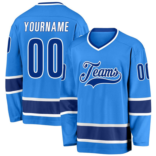 Usa Hockey Jersey, Custom Powder Blue Royal White Hockey Jersey, Team Hockey Jerseys