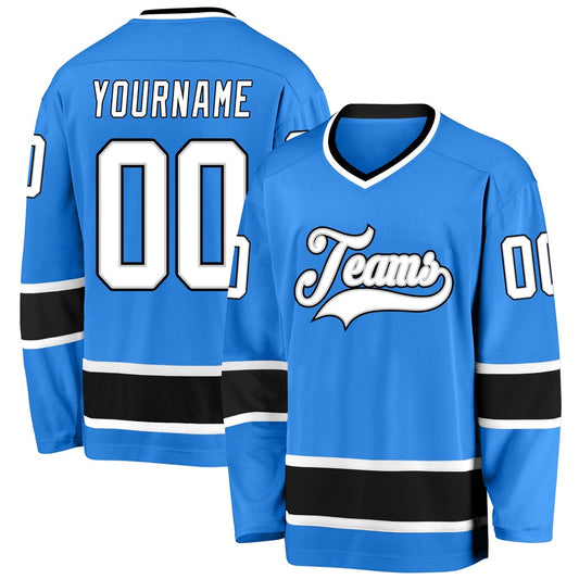 Usa Hockey Jersey, Custom Powder Blue White Black Hockey Jersey, Team Hockey Jerseys