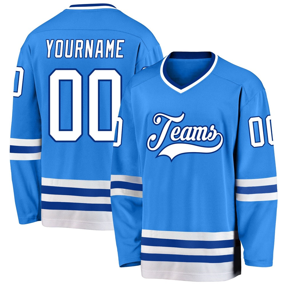 Usa Hockey Jersey, Custom Powder Blue White Royal 1 Hockey Jersey, Team Hockey Jerseys