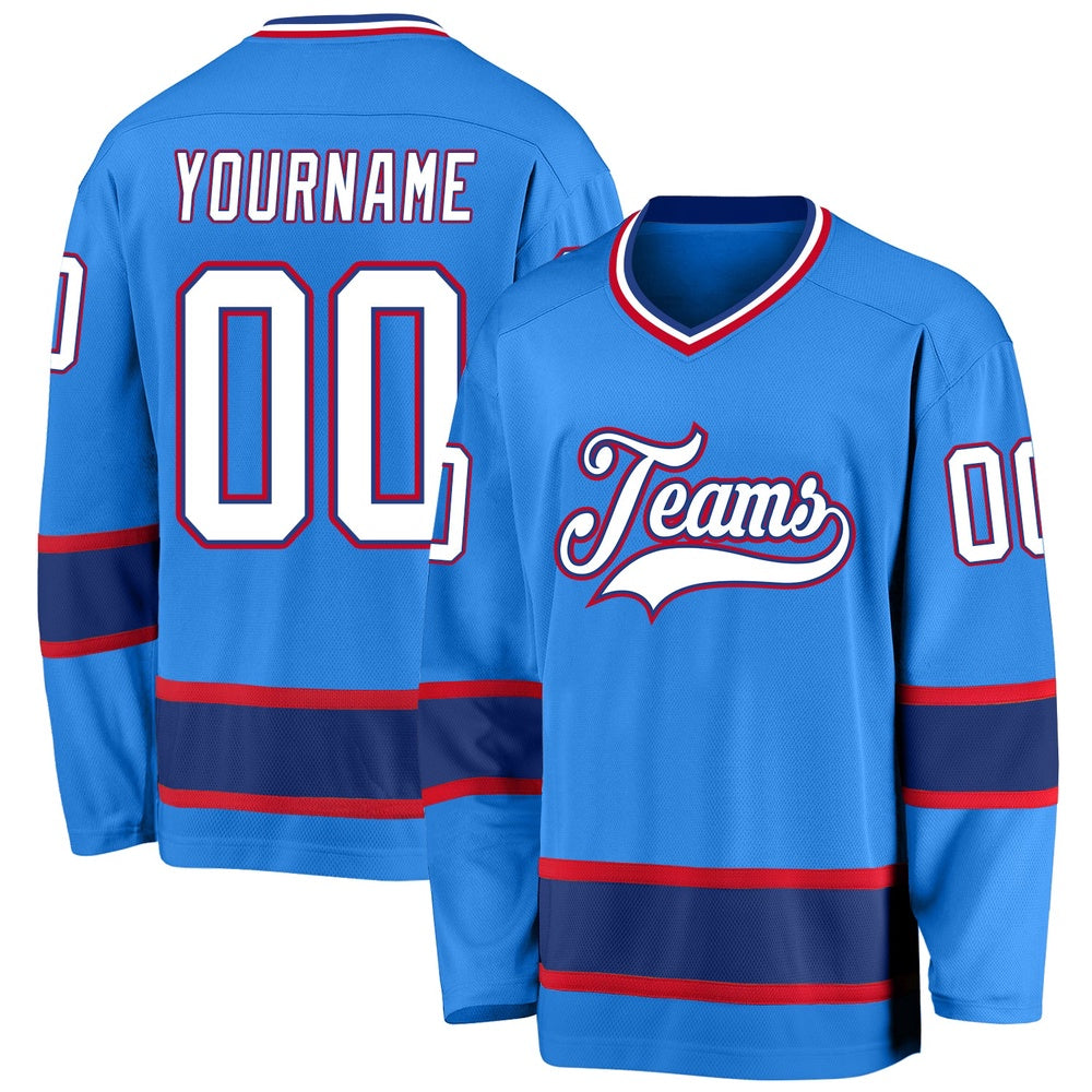 Usa Hockey Jersey, Custom Powder Blue White Royal Hockey Jersey, Team Hockey Jerseys