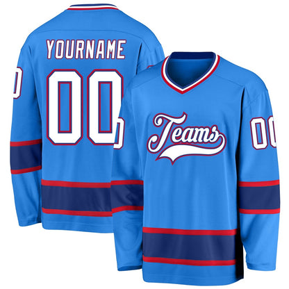 Usa Hockey Jersey, Custom Powder Blue White Royal Hockey Jersey, Team Hockey Jerseys