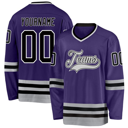 Usa Hockey Jersey, Custom Purple Black Gray Hockey Jersey, Team Hockey Jerseys