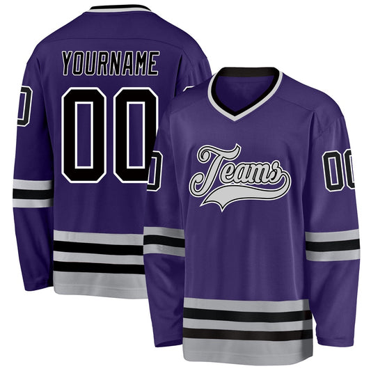 Usa Hockey Jersey, Custom Purple Black Gray Hockey Jersey, Team Hockey Jerseys