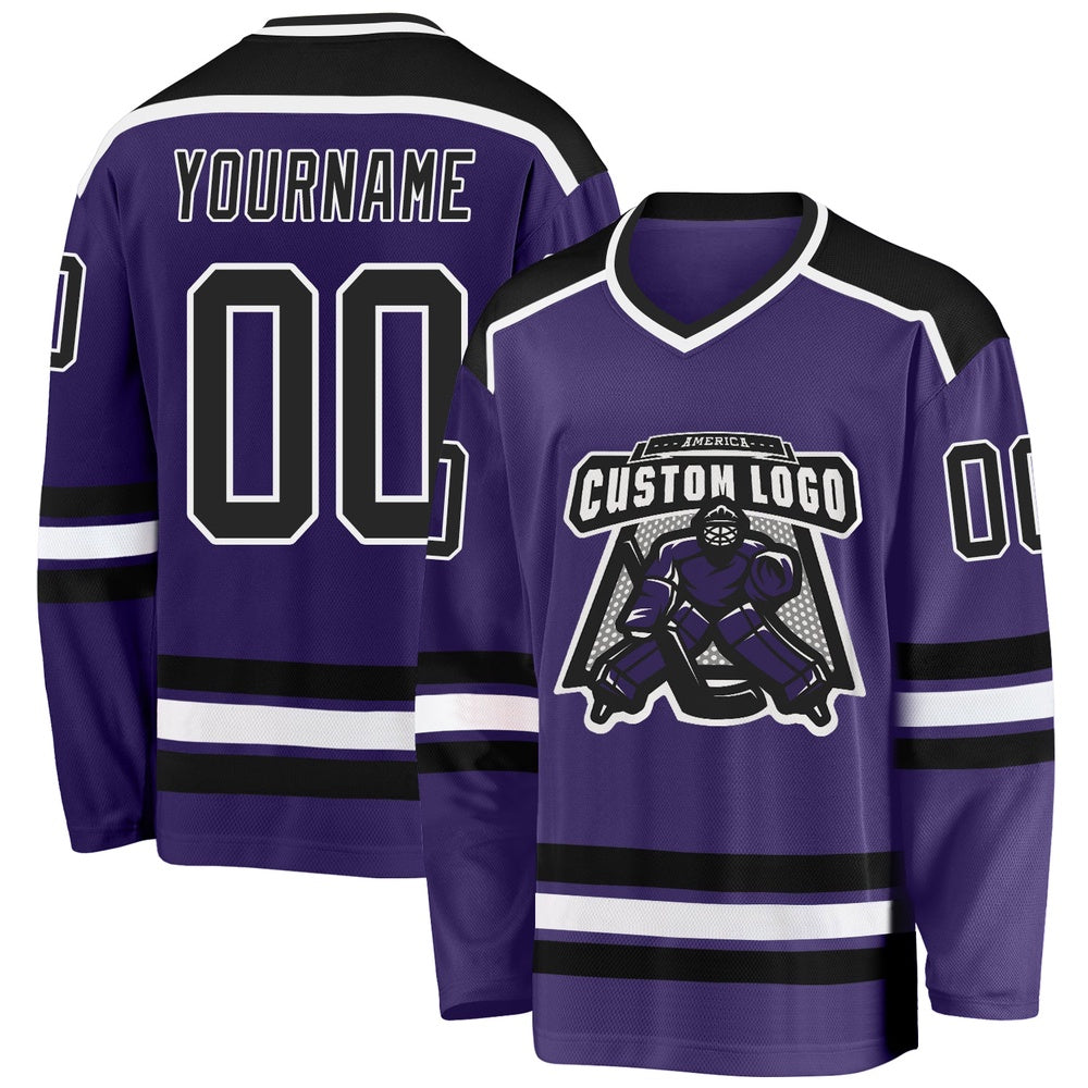 Usa Hockey Jersey, Custom Purple Black White Hockey Jersey, Team Hockey Jerseys