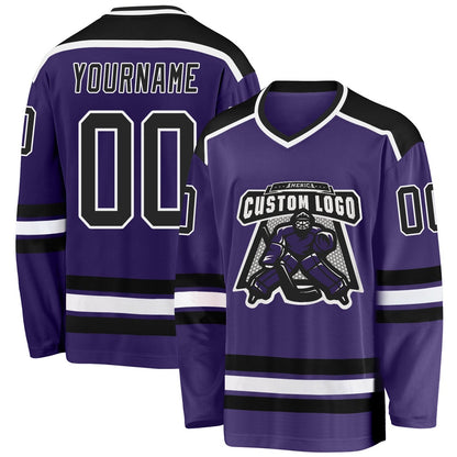 Usa Hockey Jersey, Custom Purple Black White Hockey Jersey, Team Hockey Jerseys
