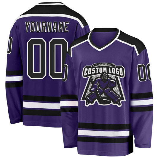 Usa Hockey Jersey, Custom Purple Black White Hockey Jersey, Team Hockey Jerseys