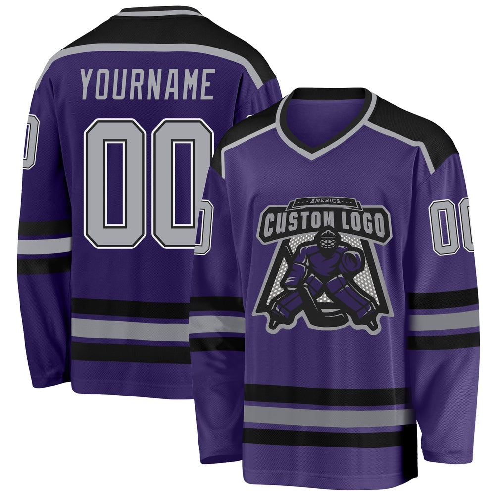 Usa Hockey Jersey, Custom Purple Gray Black White Hockey Jersey, Team Hockey Jerseys