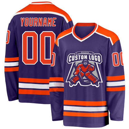 Usa Hockey Jersey, Custom Purple Orange White 1 Hockey Jersey, Team Hockey Jerseys